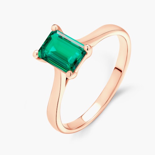 Pierścionek zaręczynowy SAVICKI: różowe złoto, szmaragd